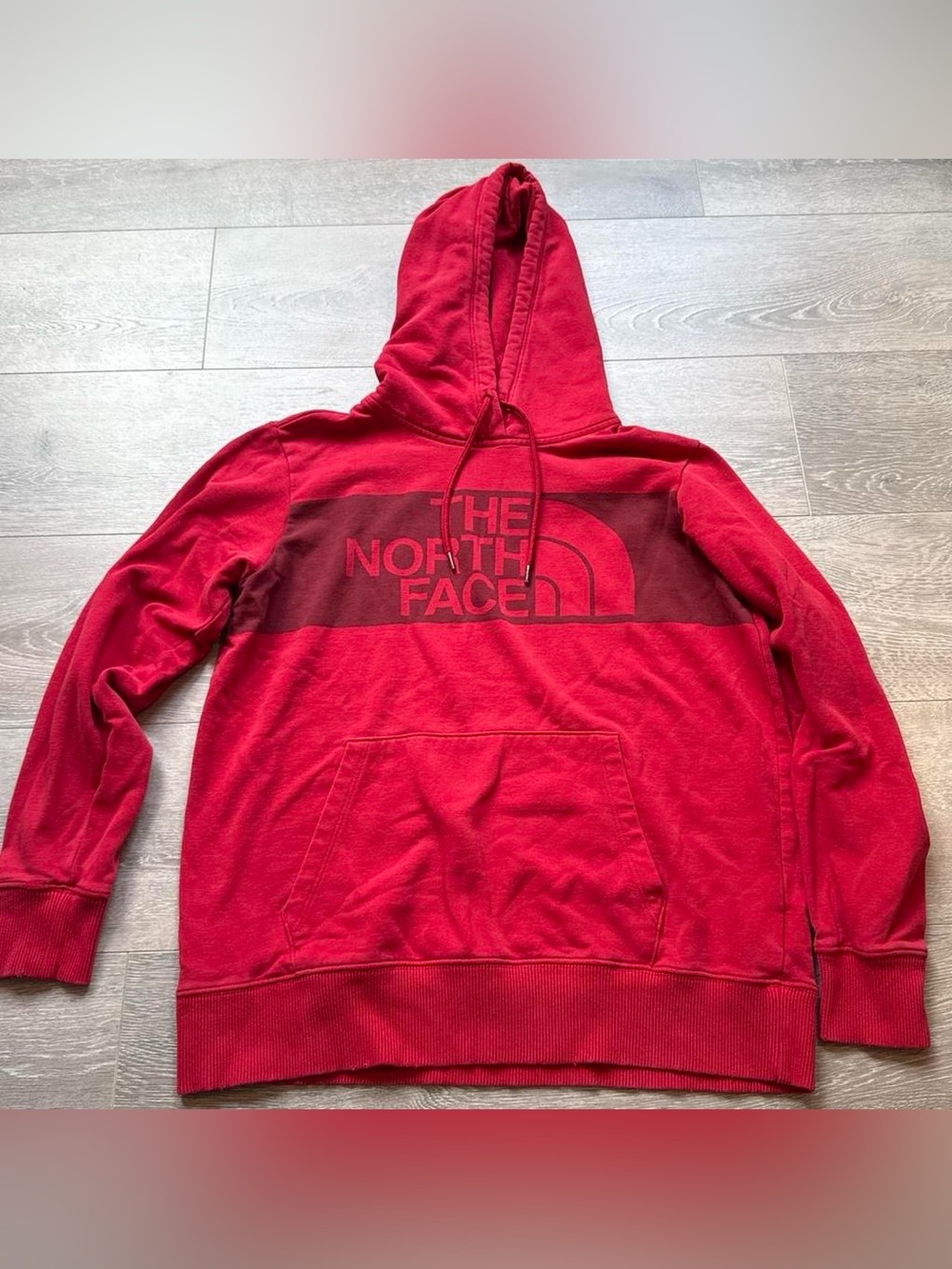 The North Face Red Logo Hoodie Sweater- Womens L